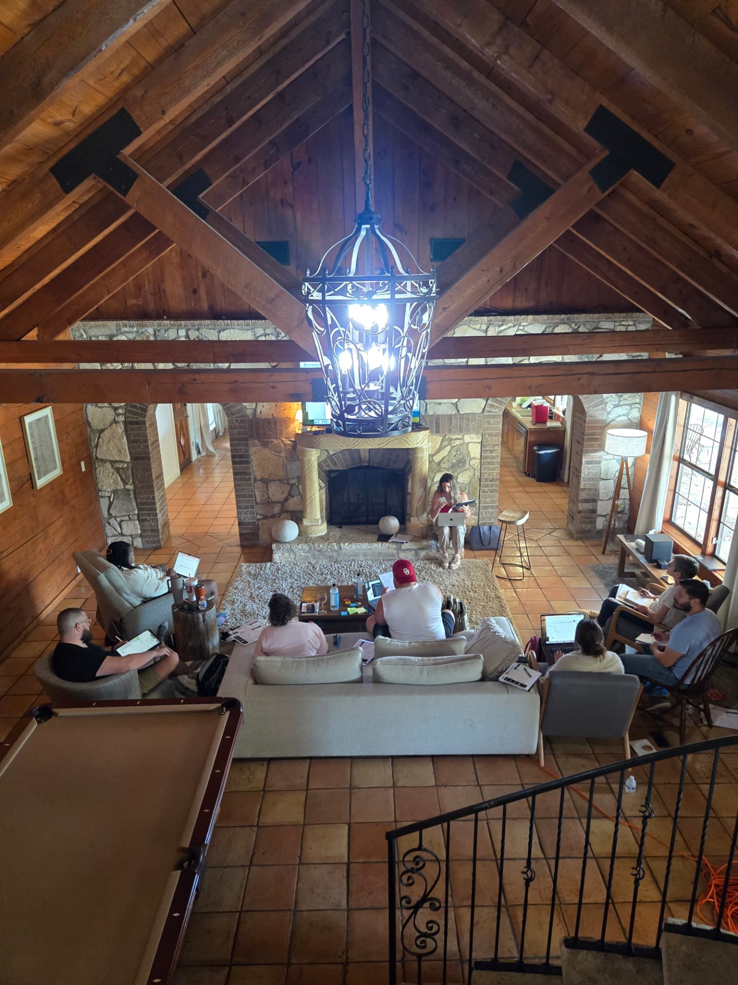 The lodge great room during working sessions